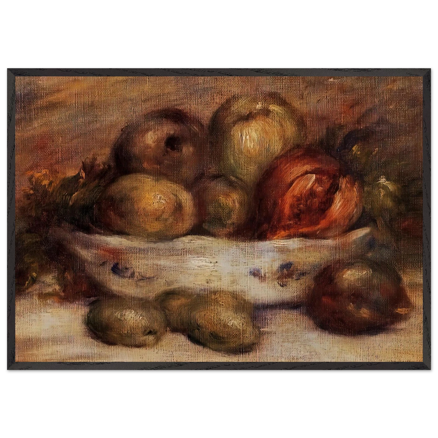 Still Life with Fruit - Pierre-Auguste Renoir 70x100 cm / 28x40 inches Framed Art Print – Black Wooden Frame