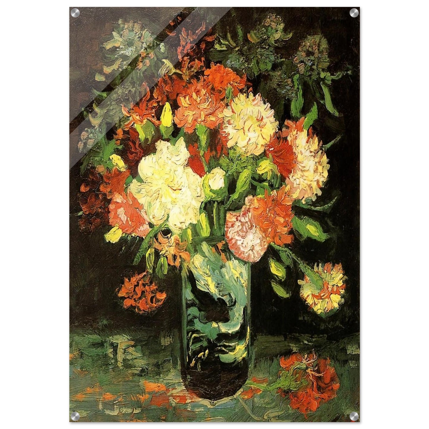 Vase with Carnations - Vincent van Gogh Acrylic Print - 70x100 cm / 28x40″ inches | Vincent van Gogh Wall Art | Vincent van Gogh Prints