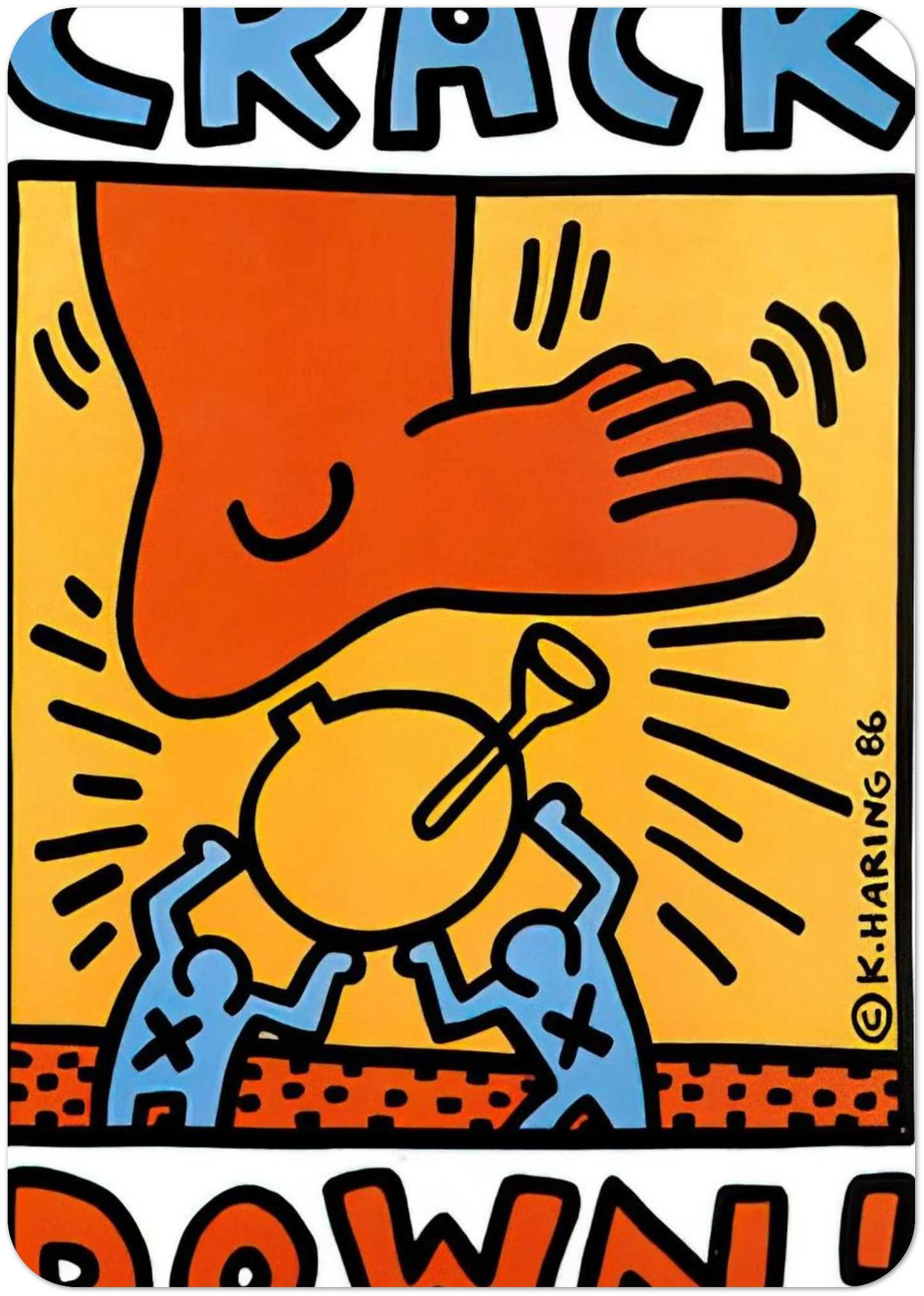 CRACK DOWN 1986 By Keith Haring Pack of 10 Post Cards | Keith Haring Post Cards | A6 (10.5 x 14.8 cm) - 4.1 x 5.8 inches