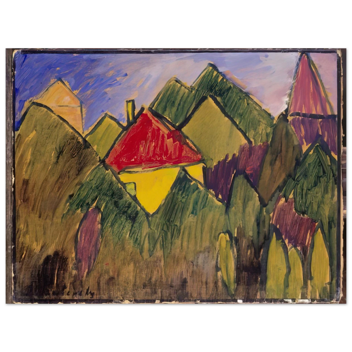 Alexej von Jawlensky - ROTE GIEBEL ROTE D CHER 1910 75x100 cm / 30x40inches Fine Art Poster