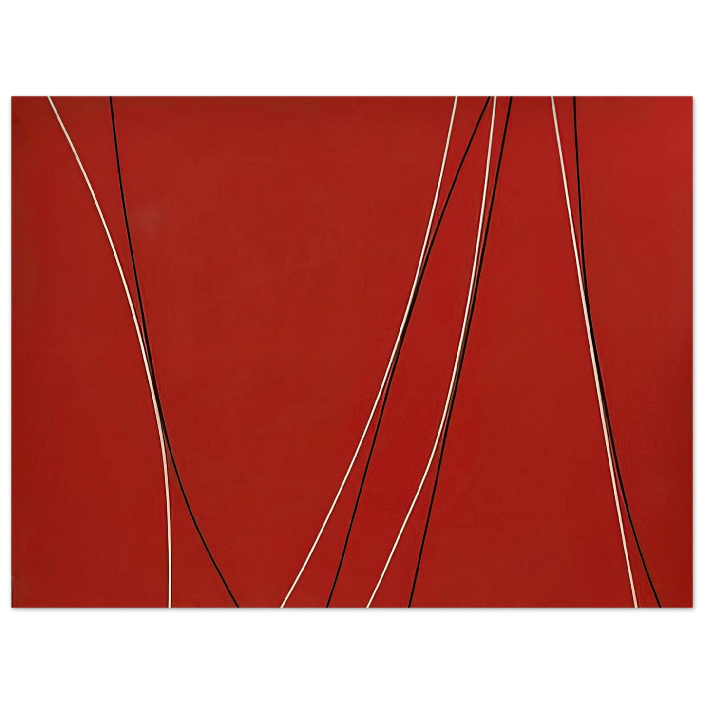 Lorser Feitelson - Untitled Black and White Lines on Red Background - 1965 Fine Art Poster - Default Title