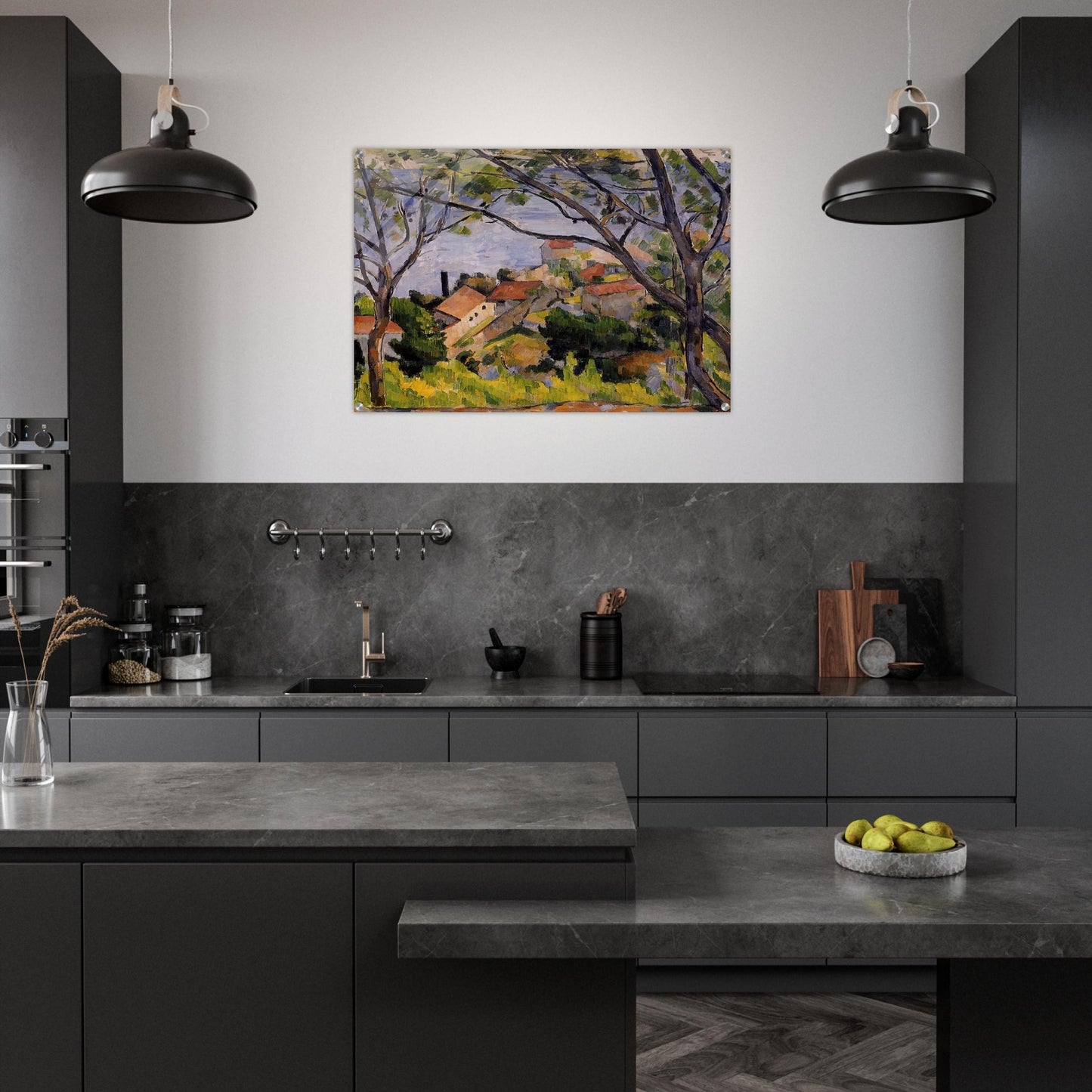 L'Estaque. View through the Trees - Paul Cézanne Acrylic Print - 70x100 cm / 28x40″ inches | Paul Cézanne Wall Art | Paul Cézanne Prints