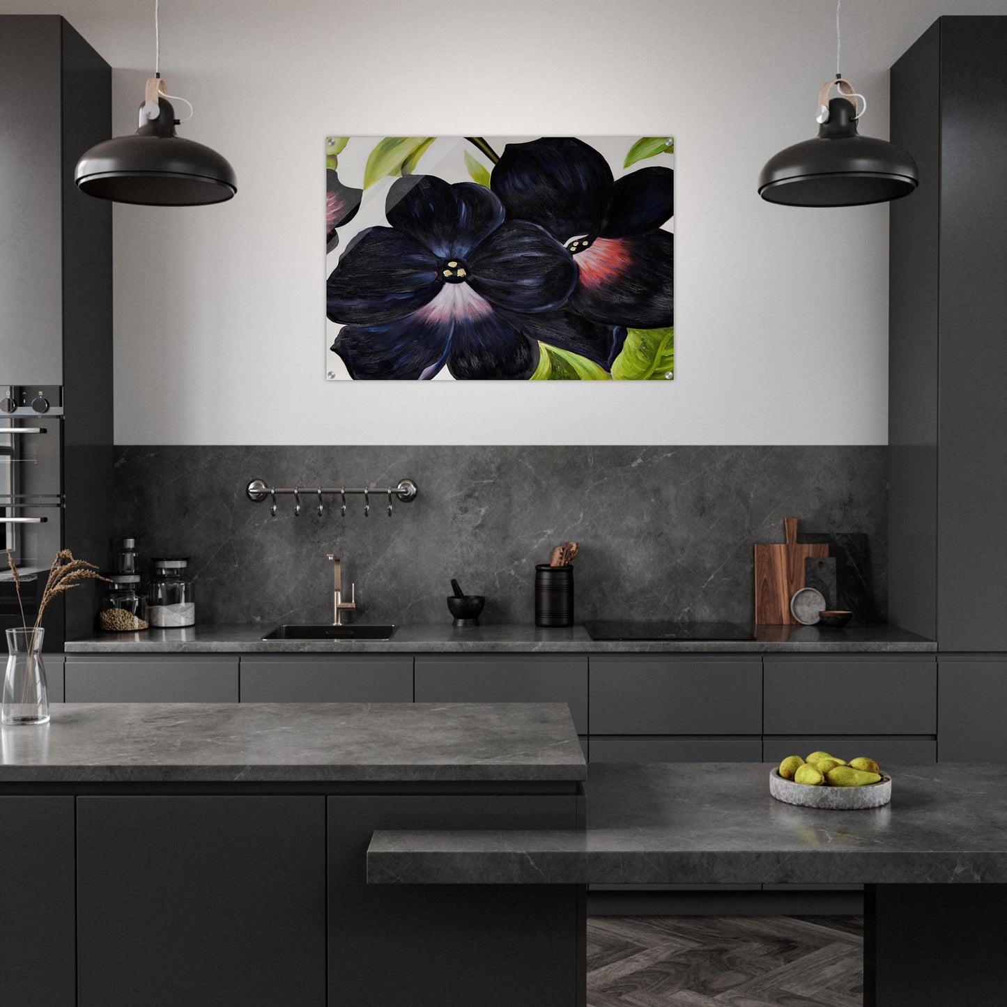 Black and Purple Petunias - Georgia O'Keeffe Acrylic Print - 70x100 cm / 28x40″ inches | Georgia O'Keeffe Wall Art | Georgia O'Keeffe Prints