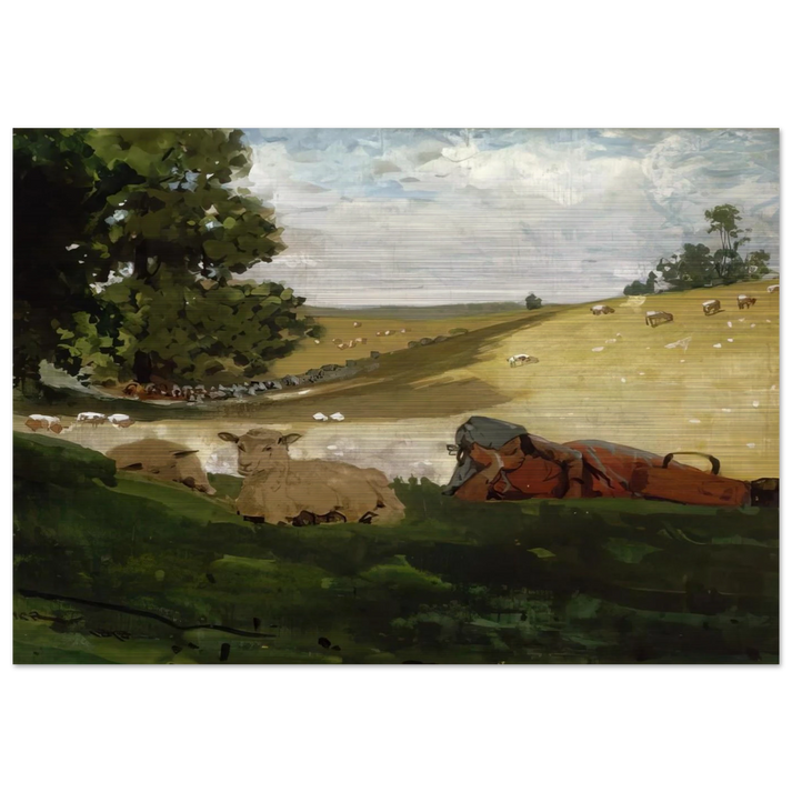 WARM AFTERNOON SHEPHERDESS - Winslow Homer Brushed Aluminum Print - 70x100 cm / 28x40 inches | Winslow Homer Aluminum Print | Winslow Homer Prints