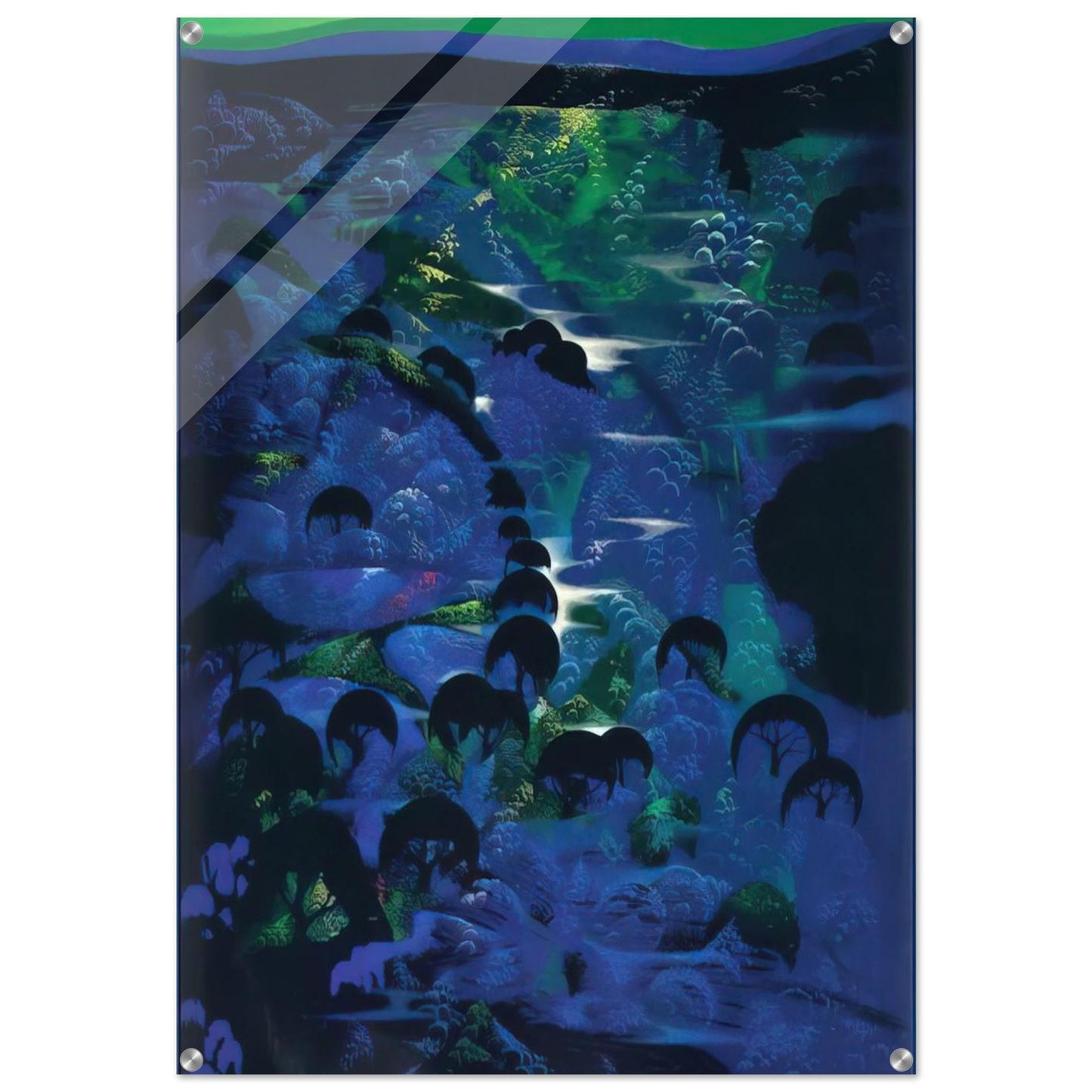 Beneath an Emerald Sky - Eyvind Earle Acrylic Print - 70x100 cm / 28x40″ inches | Eyvind Earle Wall Art | Eyvind Earle Prints