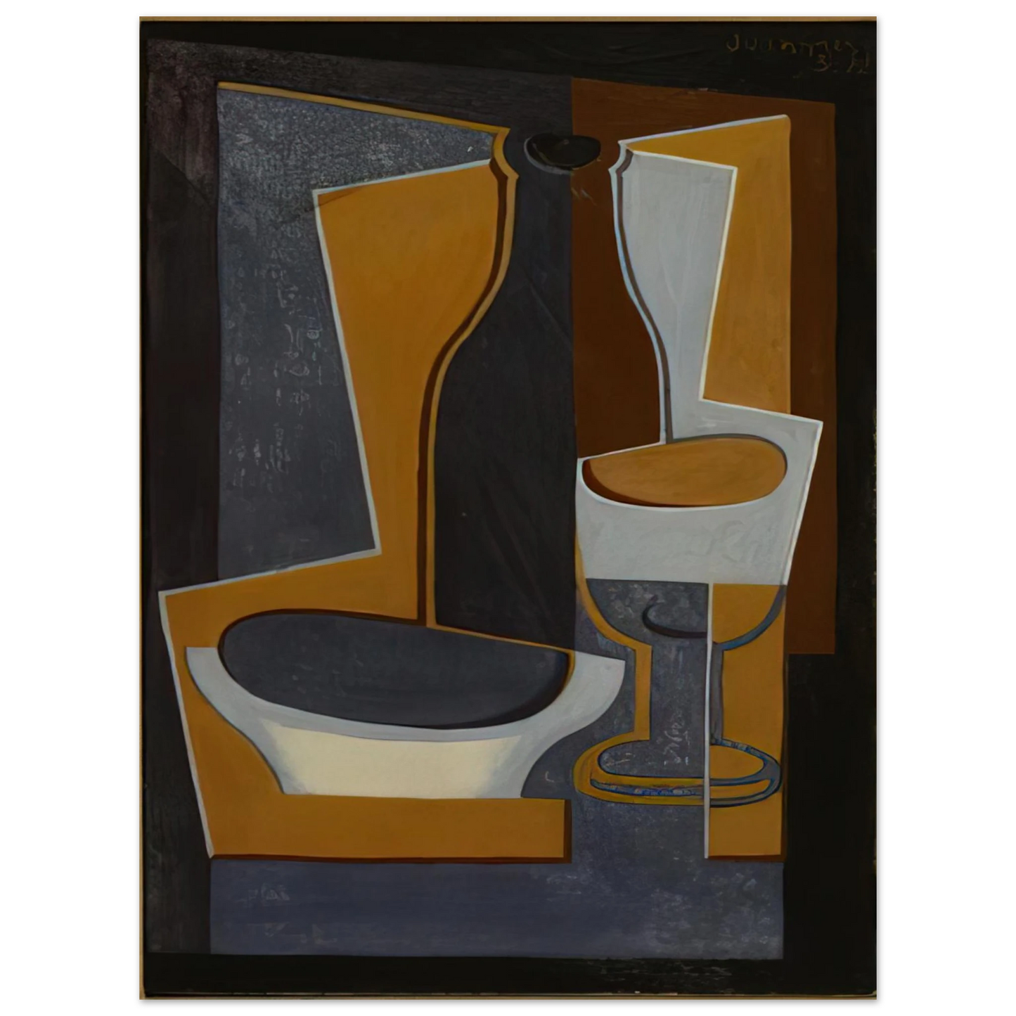 Juan Gris - BOUTEILLE BOL ET VERRE 1922 Fine Art Poster - Default Title
