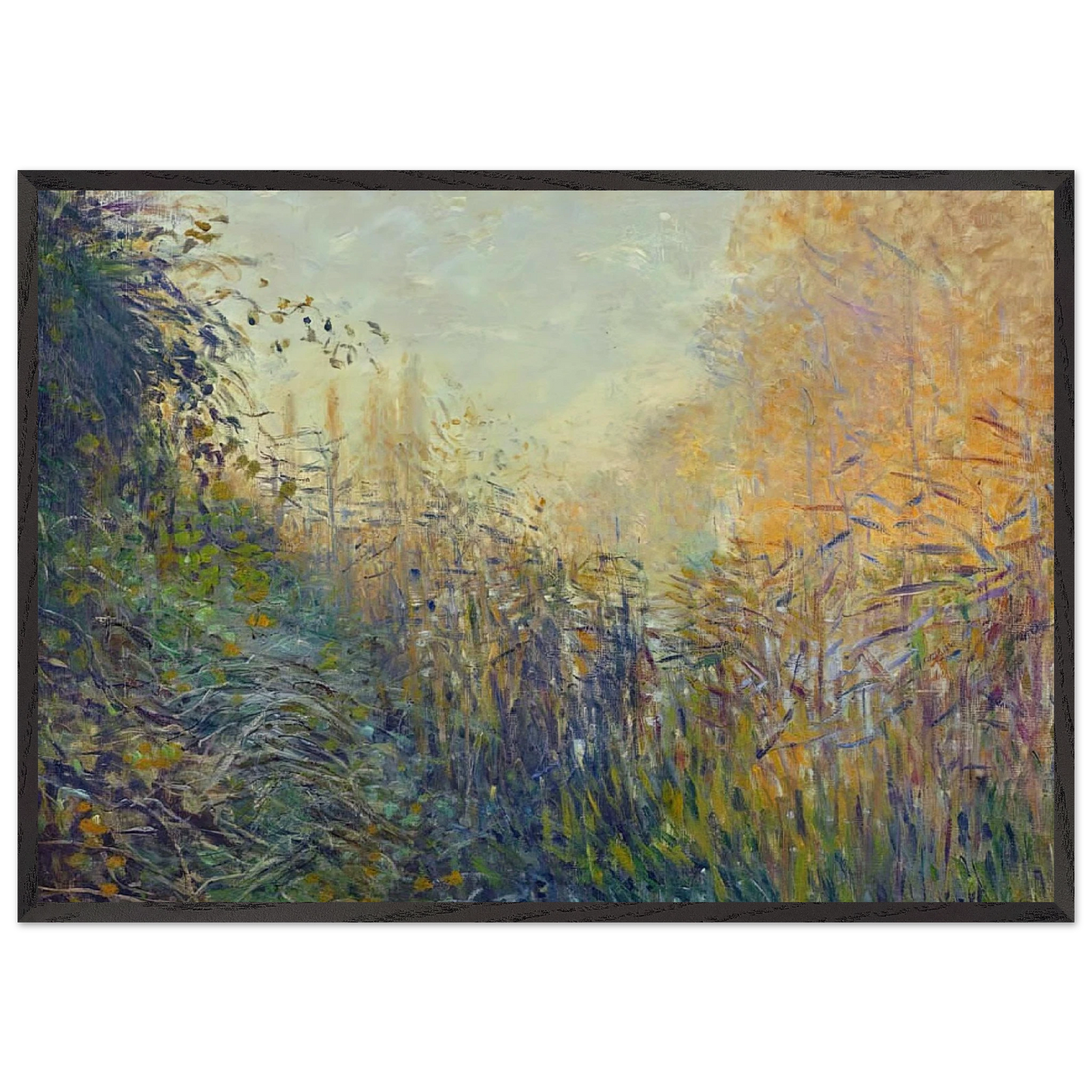 Study Rushes at Argenteuil - claude monet Framed Art Print – Black Wooden Frame - Default Title - -Framed Art Print