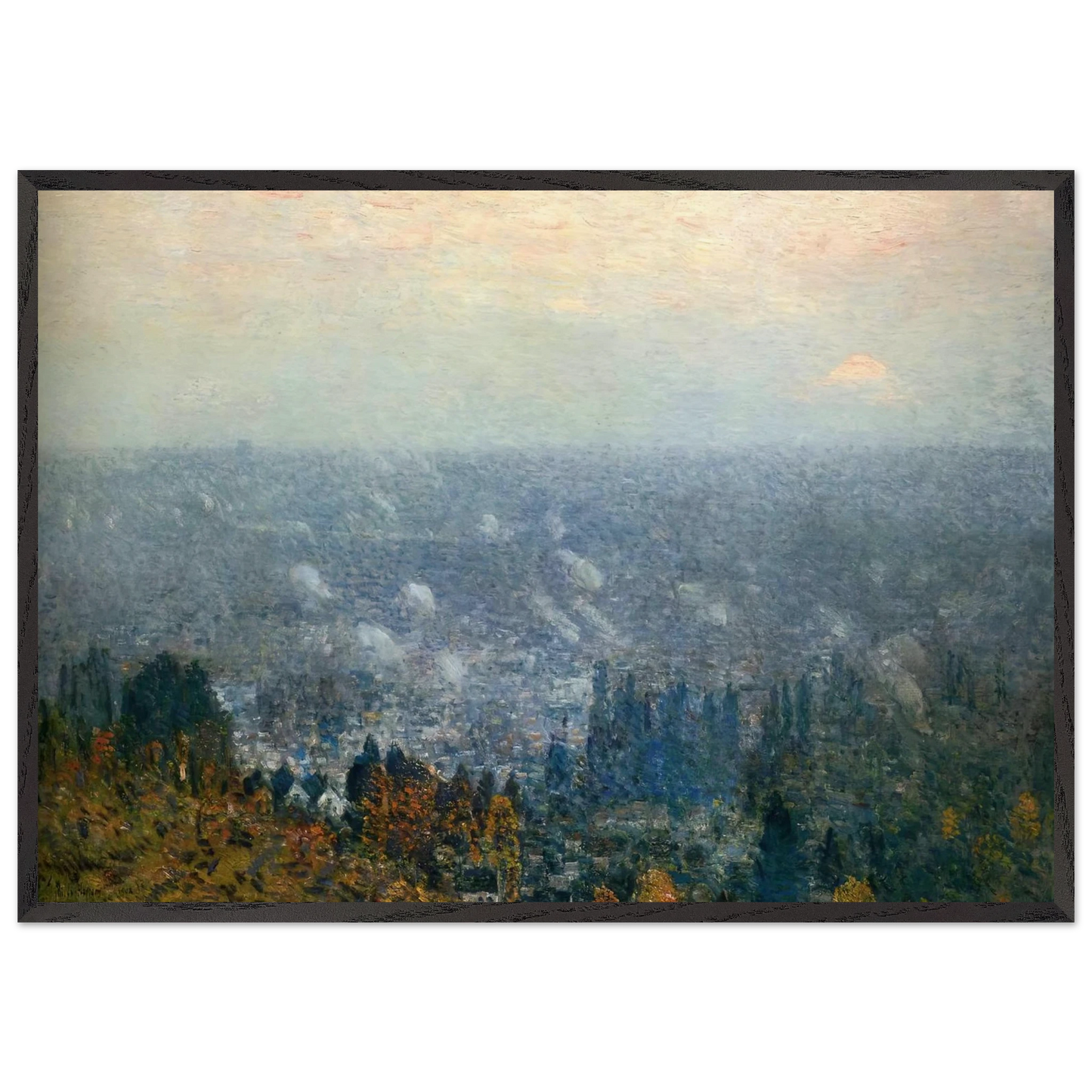 Mount Hood and the Valley of the Willamette - Childe Hassam 70x100 cm / 28x40 inches Framed Art Print – Black Wooden Frame