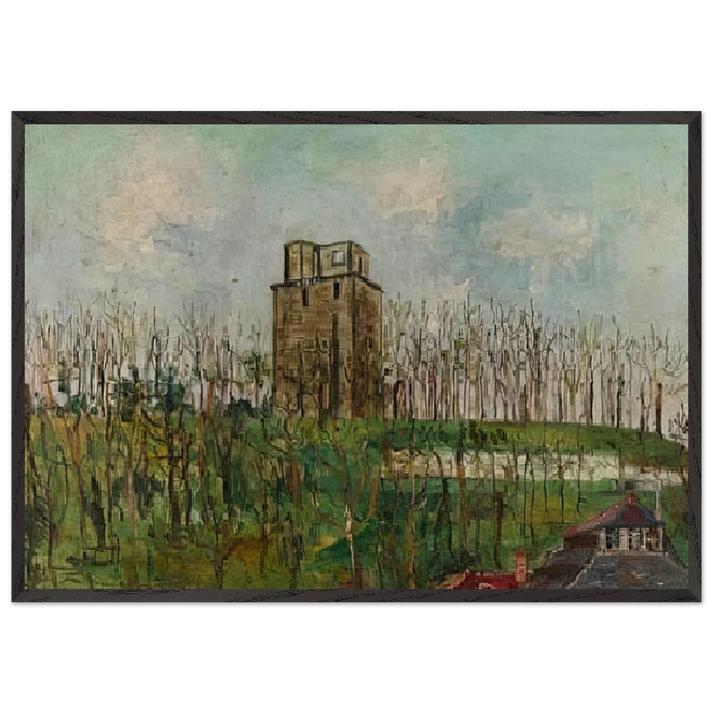 DONJON STREET - Maurice Utrillo 70x100 cm / 28x40 inches Framed Art Print – Black Wooden Frame