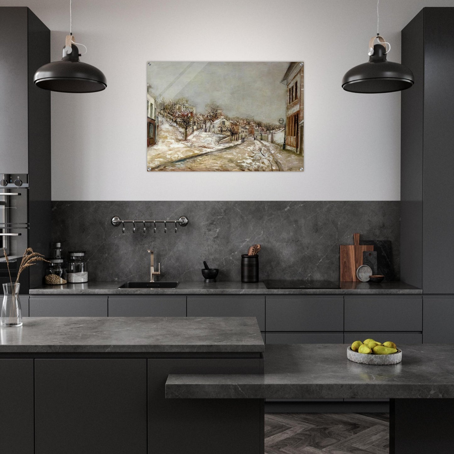 VIEW OF PONTOISE - Maurice Utrillo Acrylic Print - 70x100 cm / 28x40″ inches