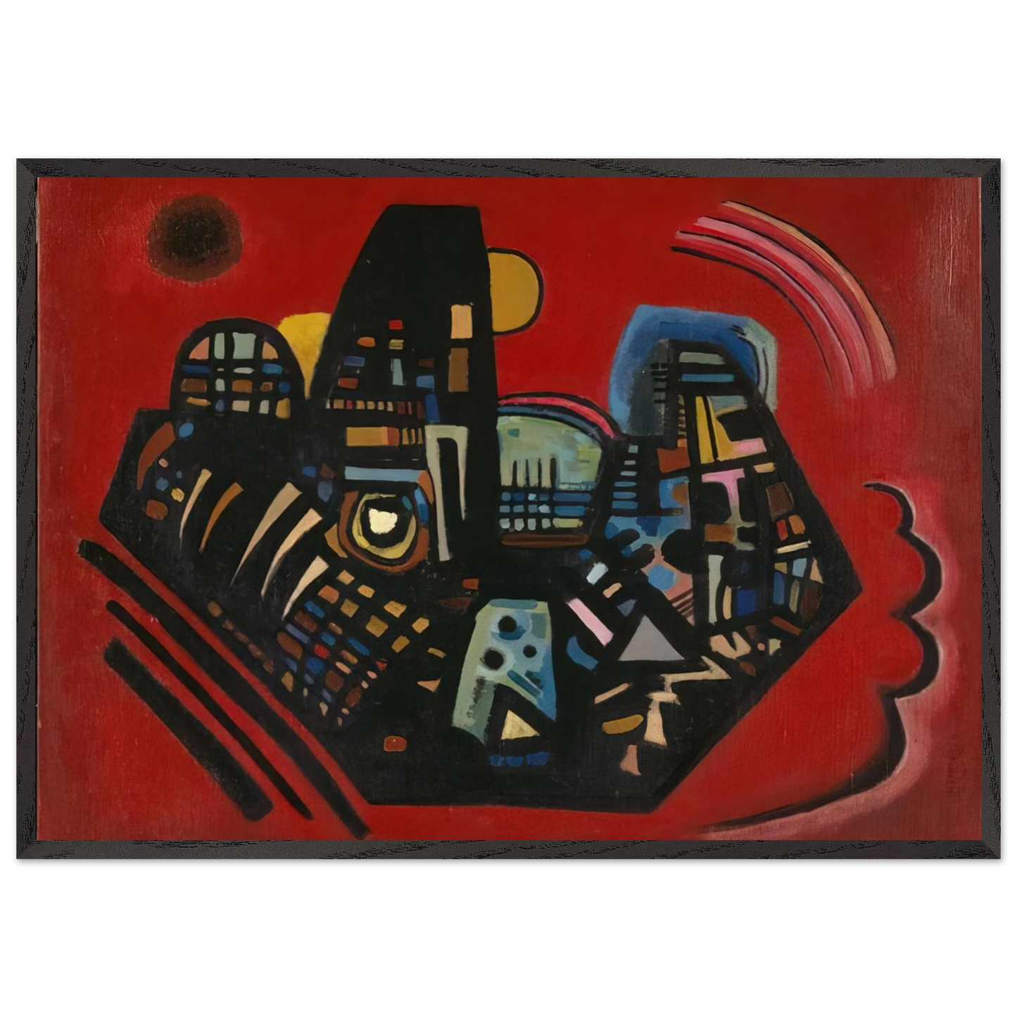 BLACK RED 1928 - Wassily Kandinsky 70x100 cm / 28x40 inches Framed Art Print – Black Wooden Frame