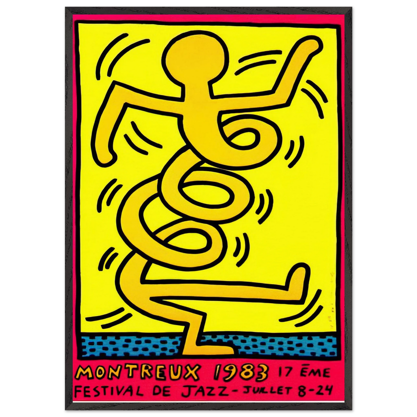 MONTREUX 1983 N1 - Keith Haring 70x100 cm / 28x40 inches Framed Art Print – Black Wooden Frame