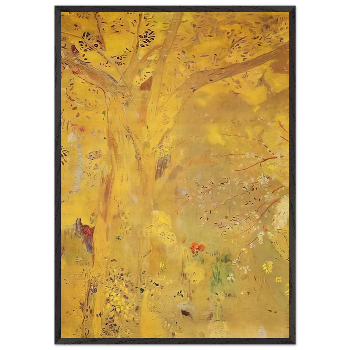 TREE AGAINST A YELLOW BACKGROUND 1901 - Odilon Redon 70x100 cm / 28x40 inches Framed Art Print – Black Wooden Frame