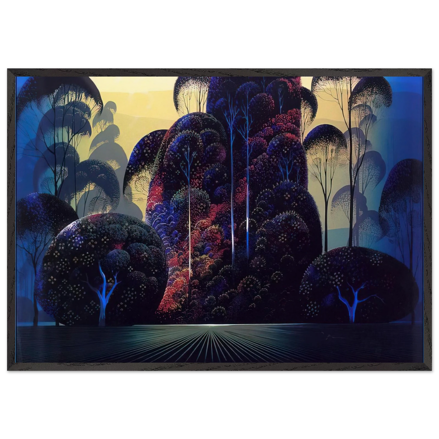 Mendocino - Eyvind Earle 70x100 cm / 28x40 inches Framed Art Print – Black Wooden Frame