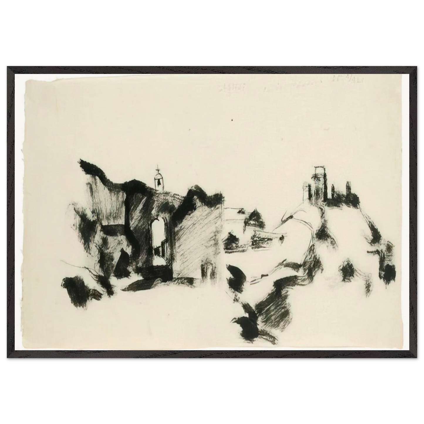 Assisi 35 marzo - 1935 - Julius Bissier 70x100 cm / 28x40 inches Framed Art Print – Black Wooden Frame