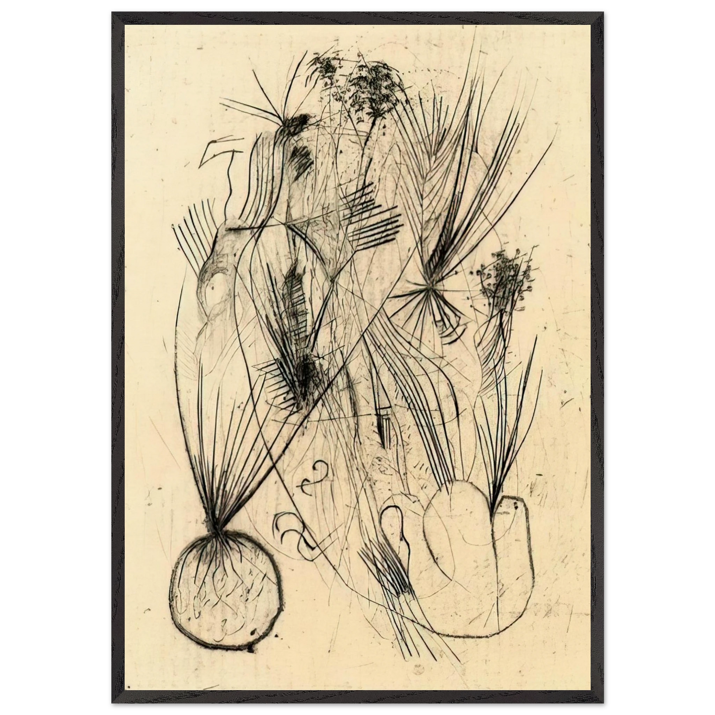 Planta tuberosa - Surrealism - Wols 70x100 cm / 28x40 inches Framed Art Print – Black Wooden Frame