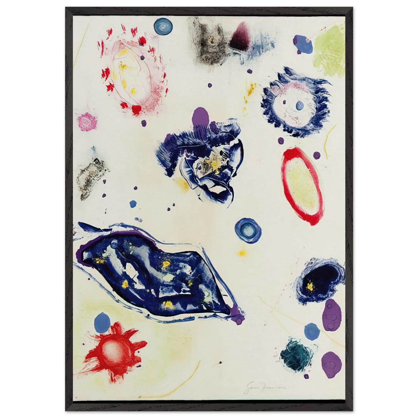 Untitled 1 - Sam Francis Framed Art Print – Black Wooden Frame - Default Title - -Framed Art Print