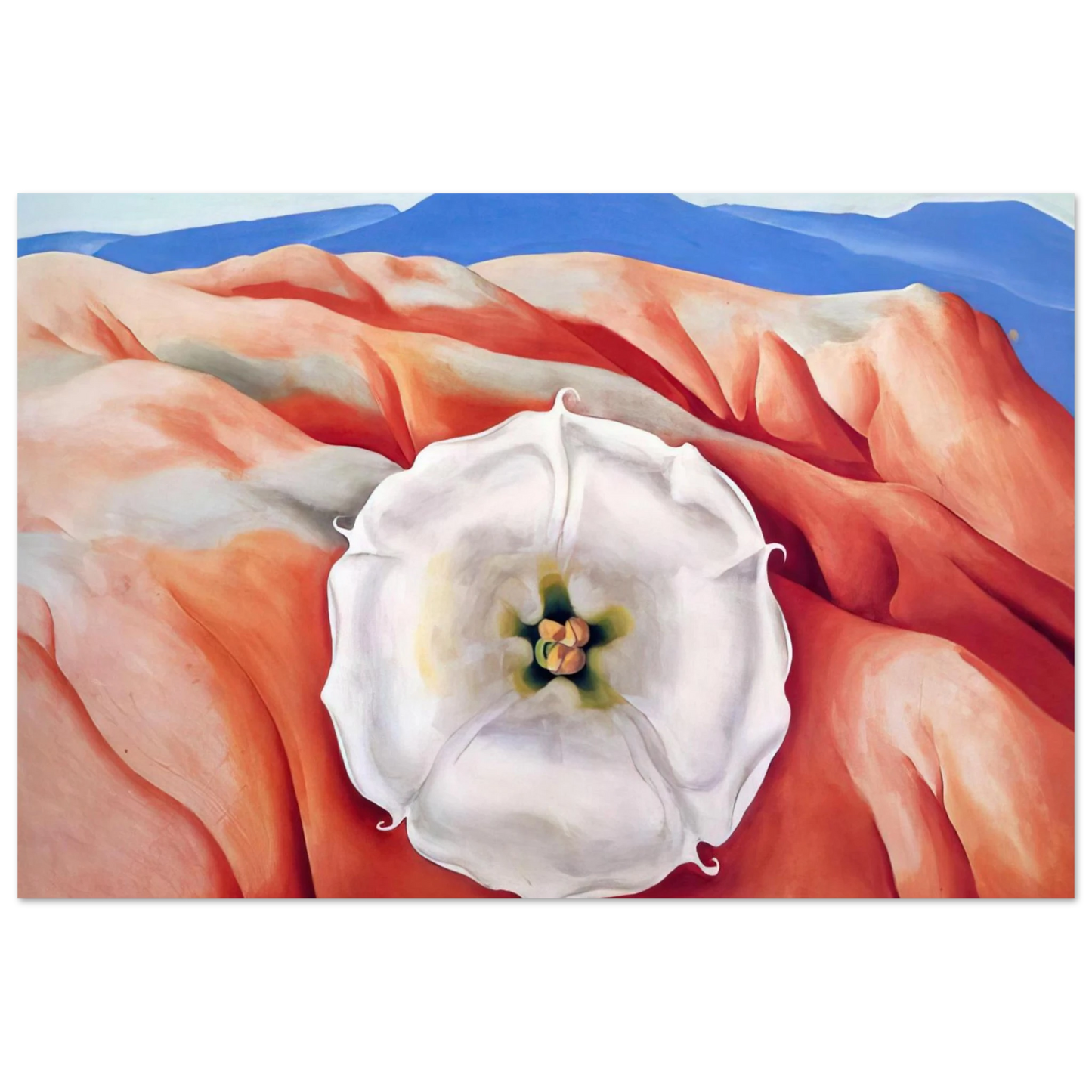 Georgia O'Keeffe - Red hills and white flower II Fine Art Poster - 40x60 cm / 16x24 inches