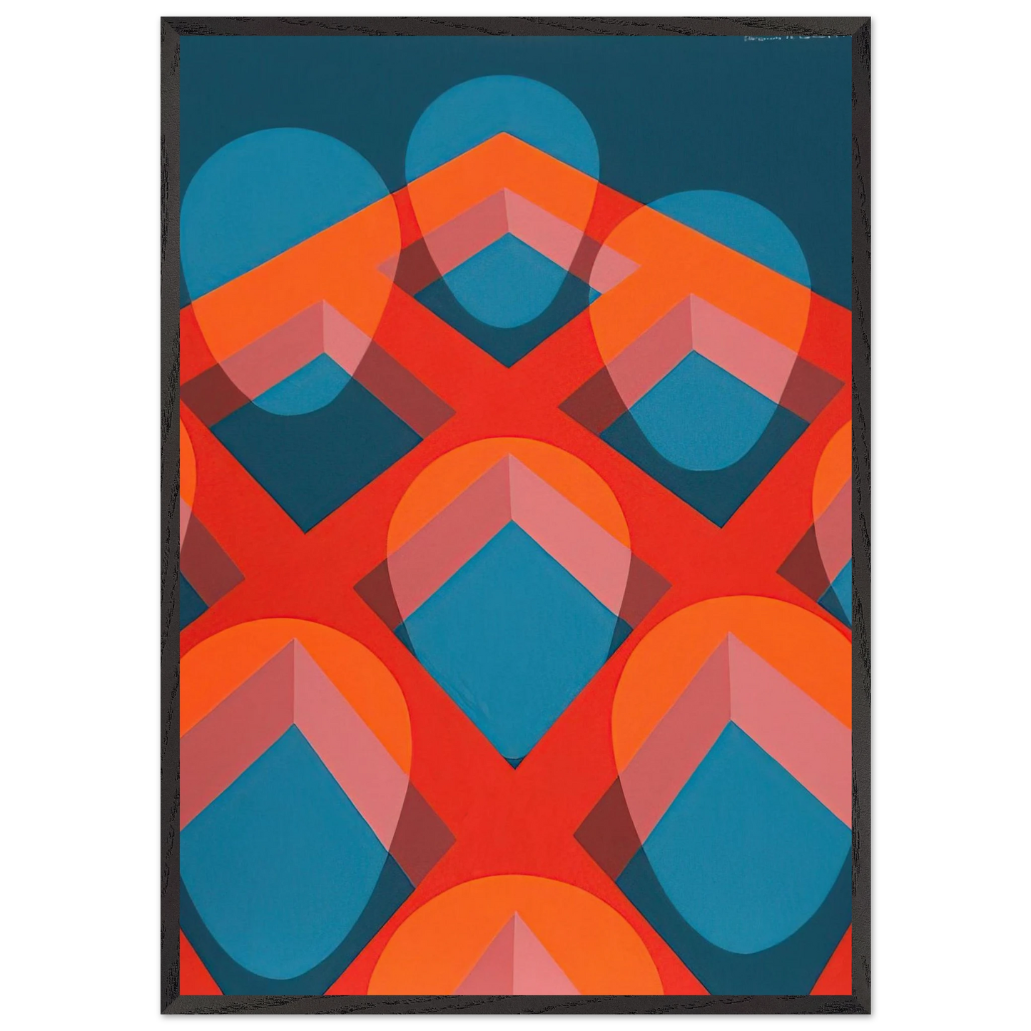 Untitled - Faces in a Grid Red and Blue - 1973 - Clarence Holbrook Carter Framed Art Print – Black Wooden Frame - Default Title - -Framed Art Print