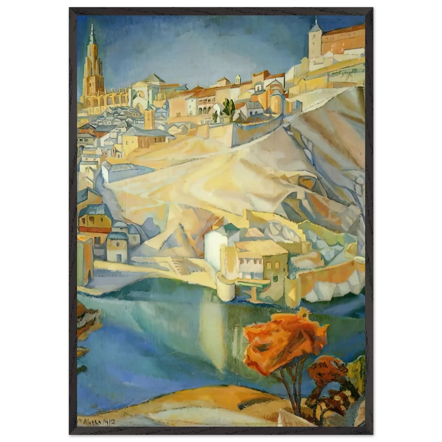 VIEW OF TOLEDO 1912 - Diego Rivera Framed Art Print – Black Wooden Frame - Default Title - -Framed Art Print