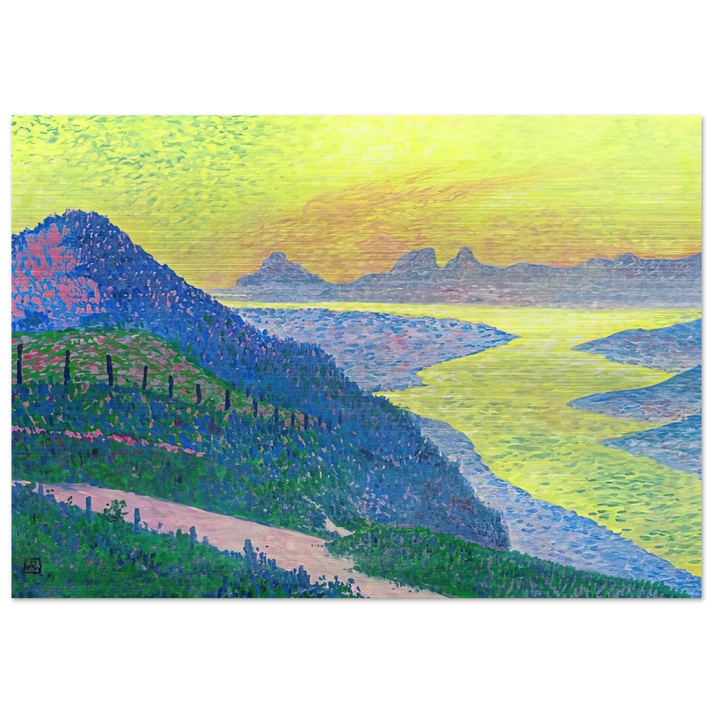 SUNSET AT AMBLETEUSE 1899 - Theo van Rysselberghe Brushed Aluminum Print - 70x100 cm / 28x40 inches | Theo van Rysselberghe Aluminum Print | Theo van Rysselberghe Prints