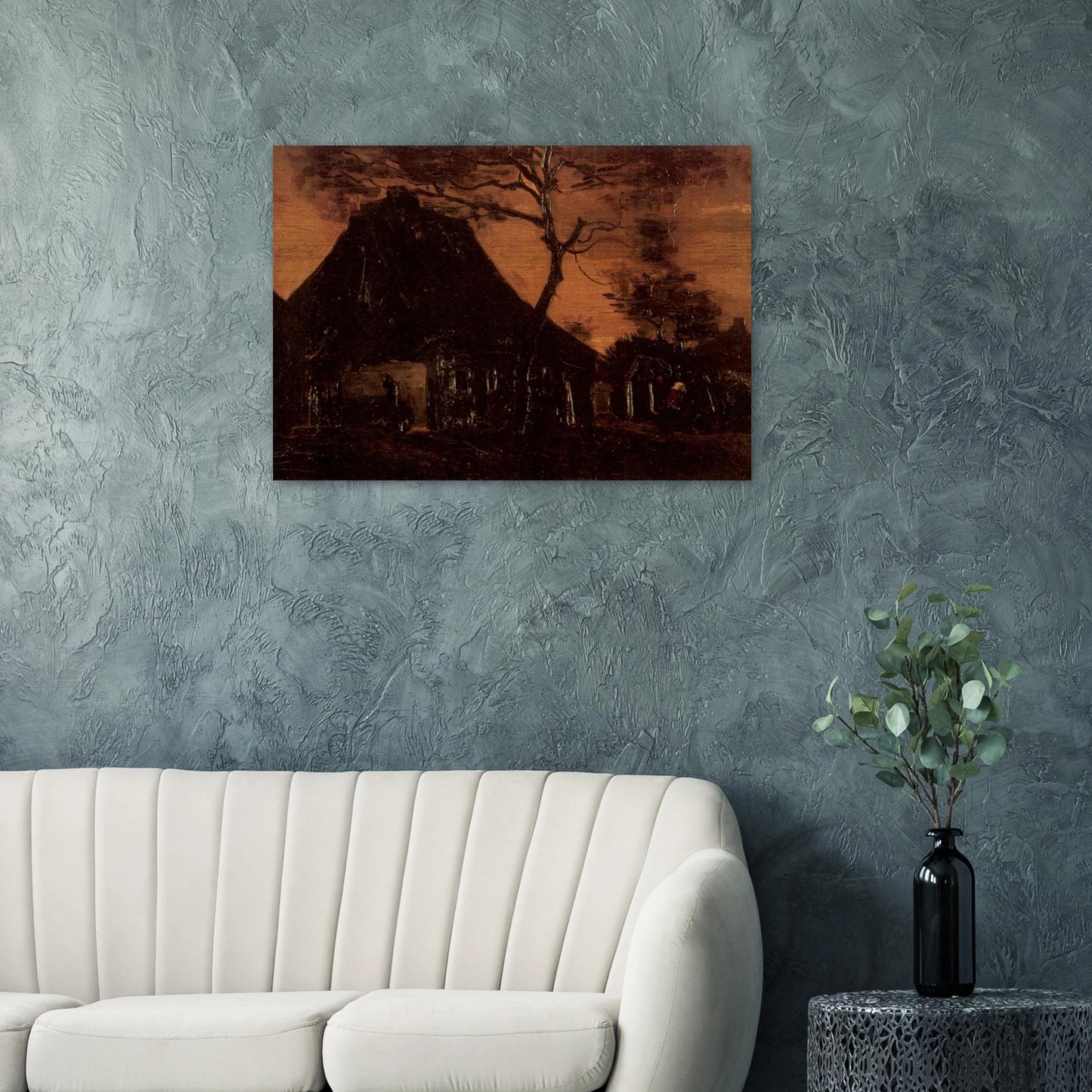 Cottage with Trees - Vincent van Gogh Brushed Aluminum Print - 70x100 cm / 28x40 inches | Vincent van Gogh Aluminum Print | Vincent van Gogh Prints