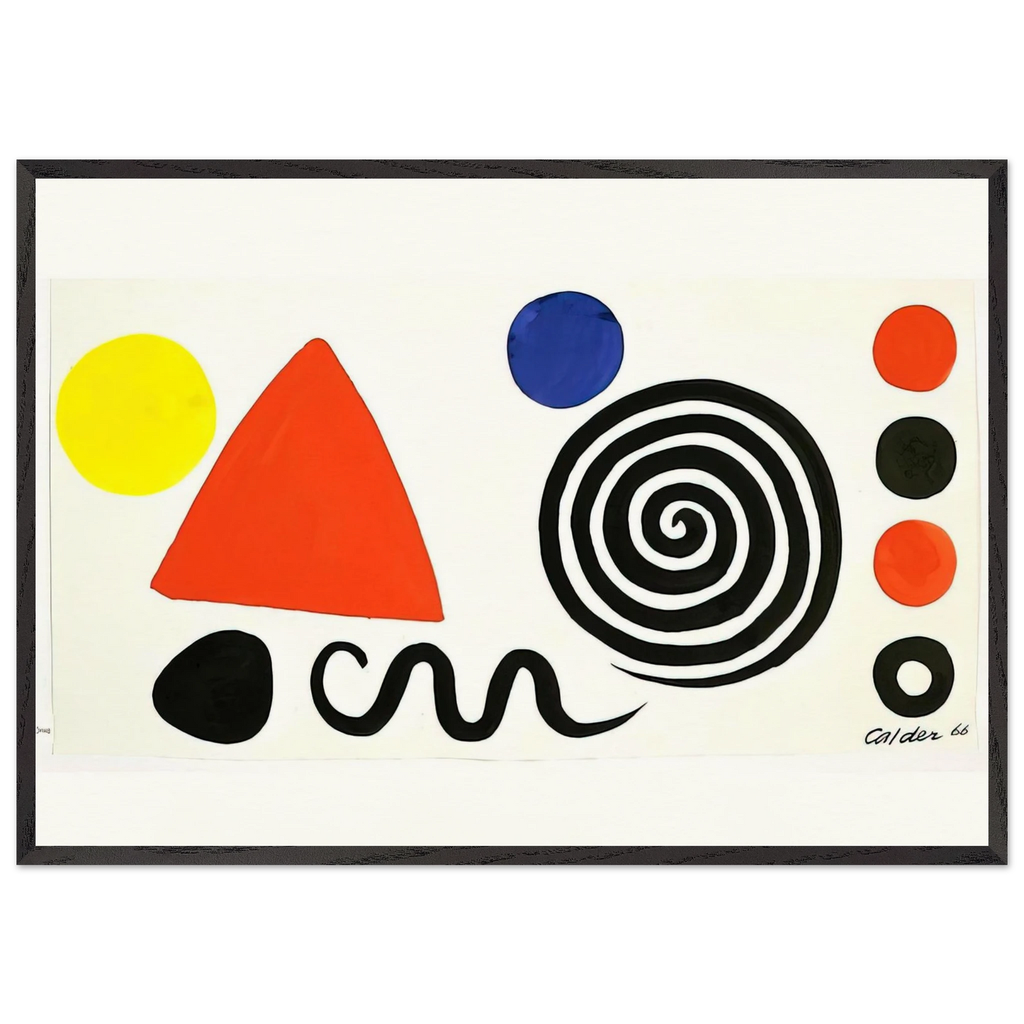 ABSTRACTION 1966 - Alexander Calder 70x100 cm / 28x40 inches Framed Art Print – Black Wooden Frame