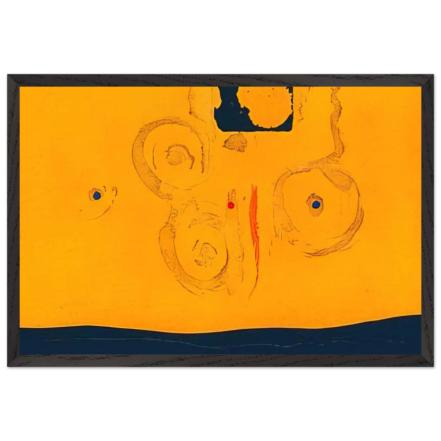 Helen Frankenthaler - Plaza Real - 1988 Wall art - 28x43 cm / XL (11x17 inches) - Premium Wooden Framed Poster With Fine Art Paper - Wood frame