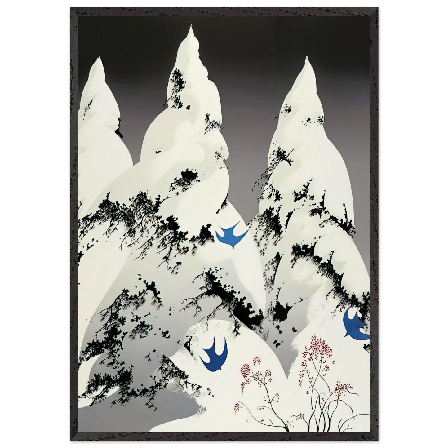 Winter Pine - Eyvind Earle 70x100 cm / 28x40 inches Framed Art Print – Black Wooden Frame