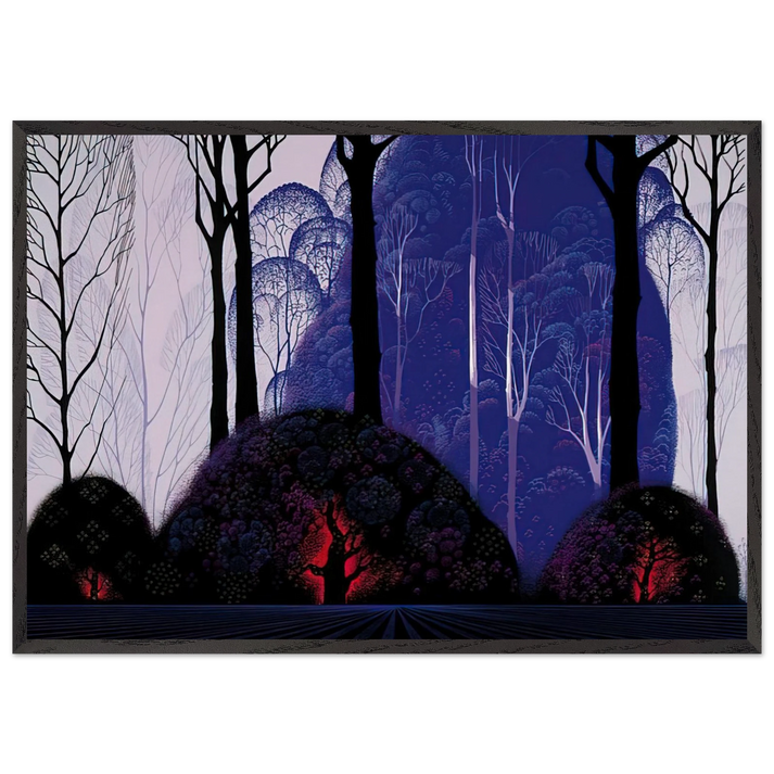 Purple Eucalyptus - Eyvind Earle 70x100 cm / 28x40 inches Framed Art Print – Black Wooden Frame