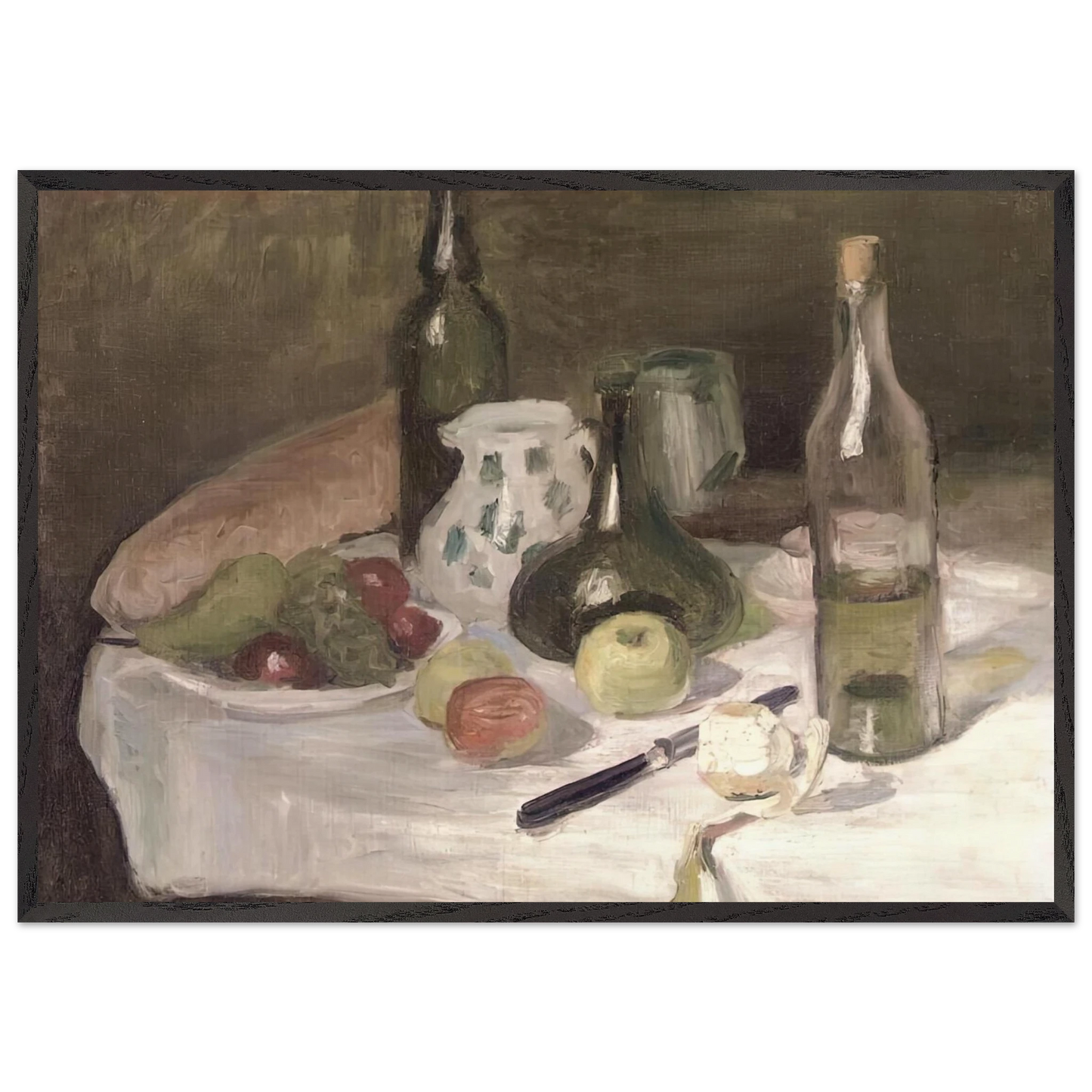 STILL LIFE WITH FRUIT AND BOTTLES 1896 - Henri Matisse 70x100 cm / 28x40 inches Framed Art Print – Black Wooden Frame