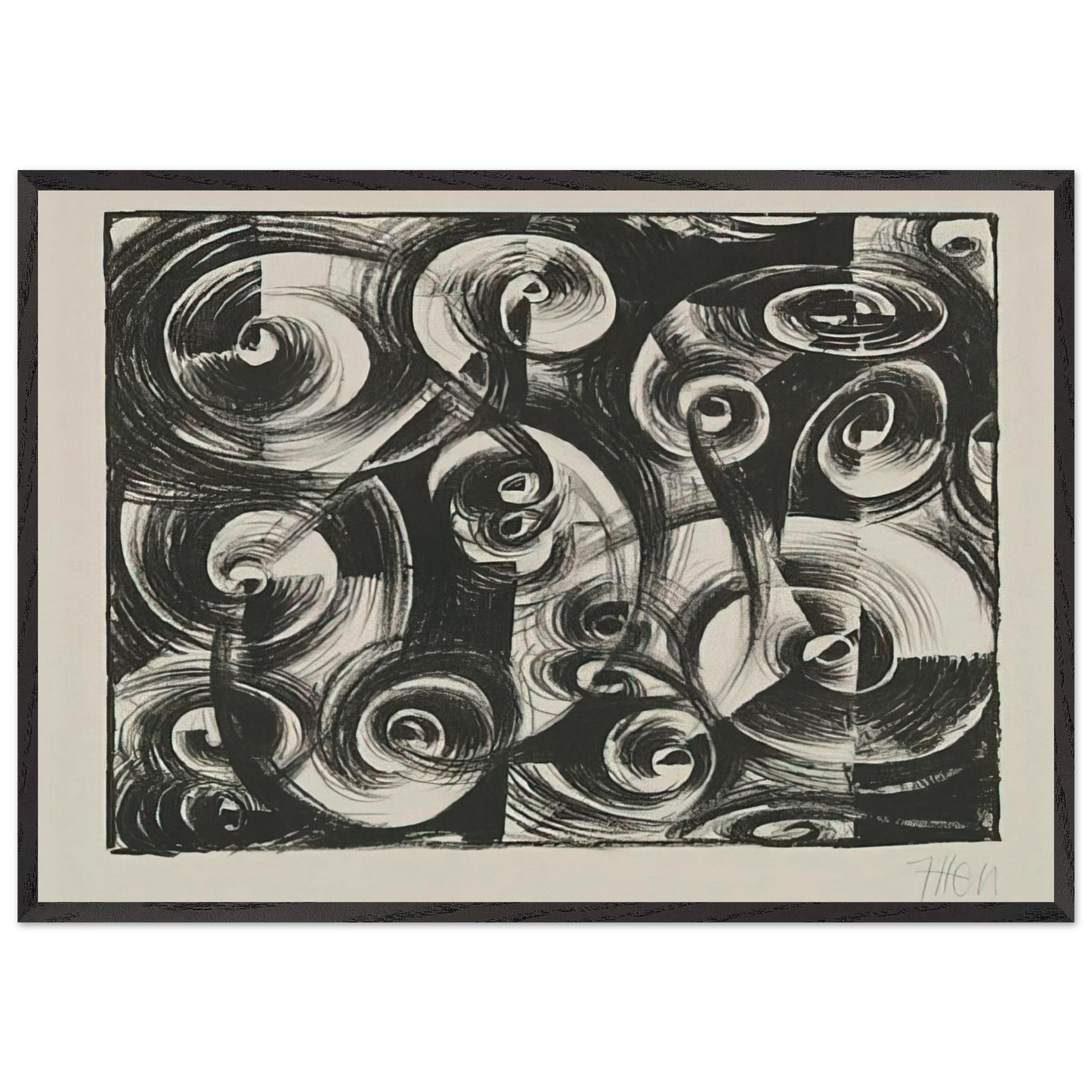 Linienrhythmus - 1919 - Johannes Itten 70x100 cm / 28x40 inches Framed Art Print – Black Wooden Frame