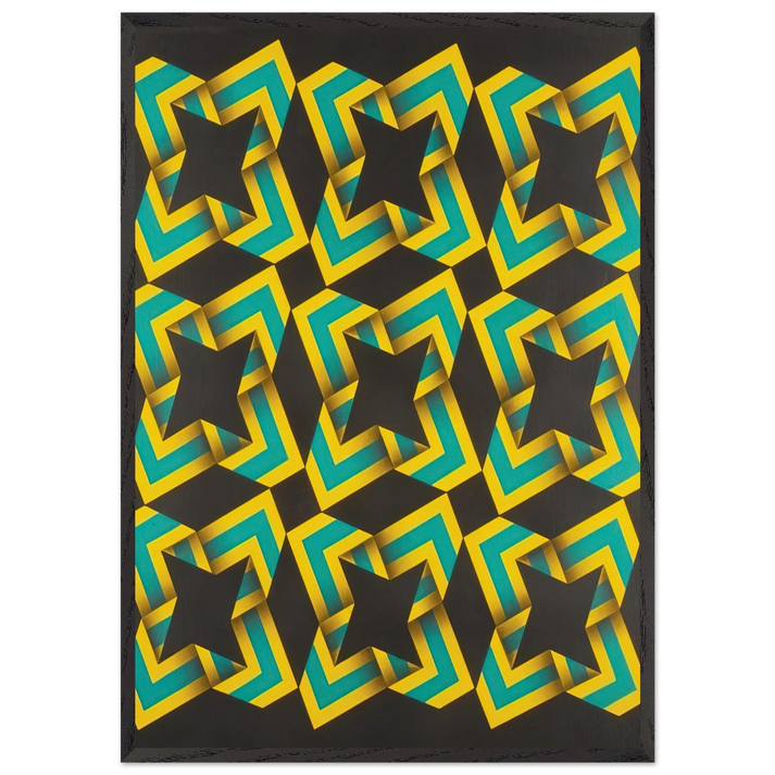 9-Soles - 1967 - Omar Rayo 70x100 cm / 28x40 inches Framed Art Print – Black Wooden Frame