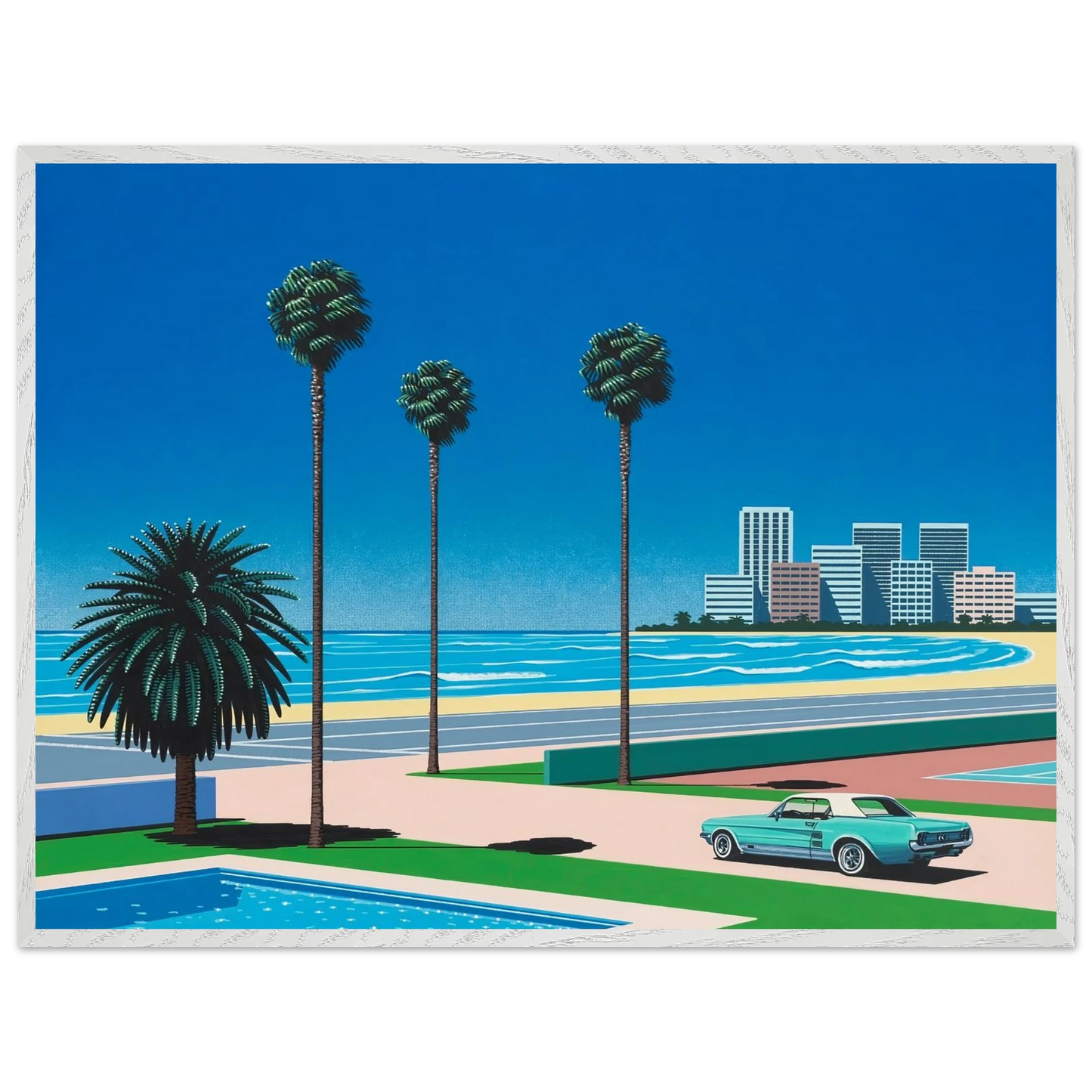 Hiroshi Nagai - Sunshine Reggae Wall Art - 30x40 cm / 12x16 inches - Premium Wooden Framed Poster With Fine Art Paper - Wood frame