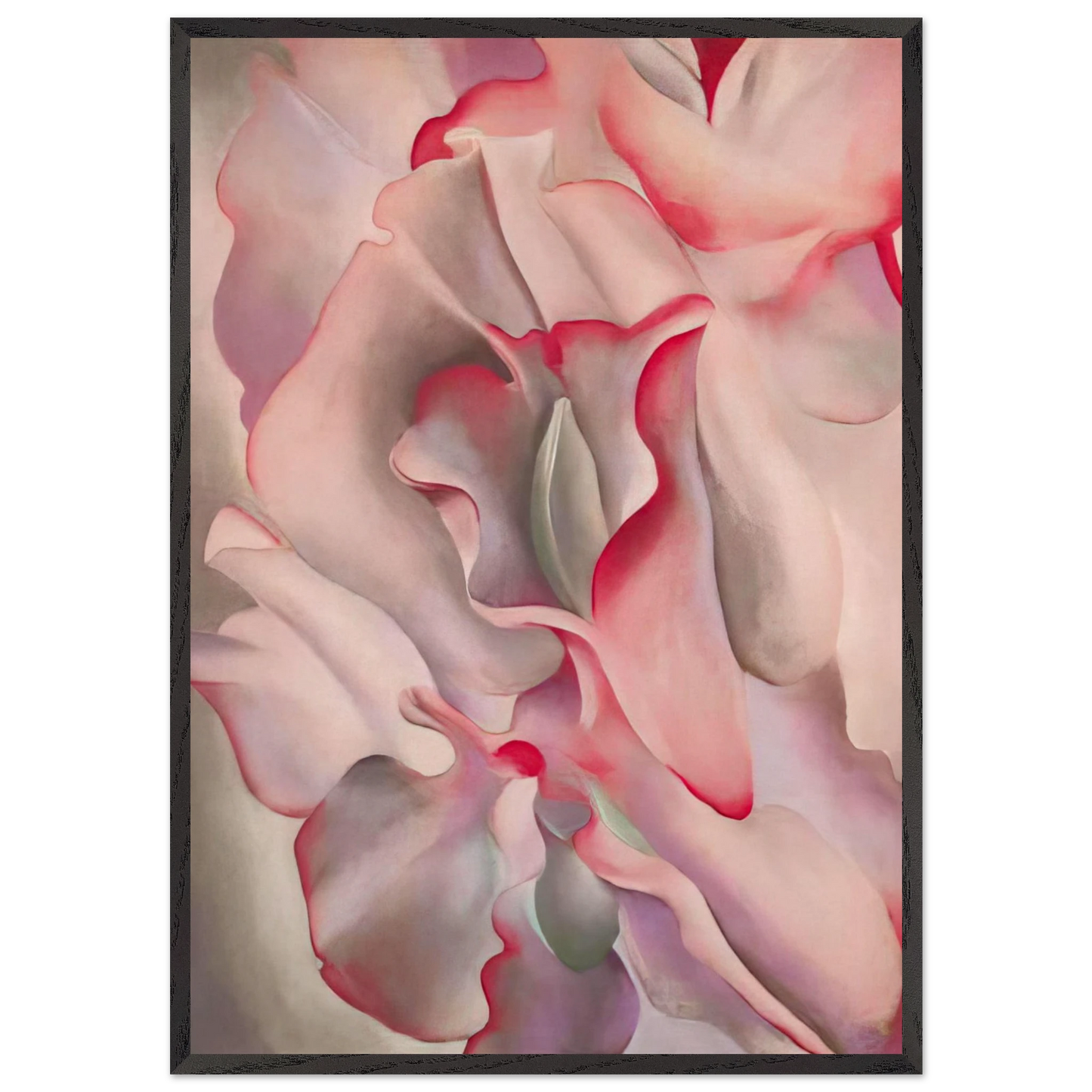 Pink Sweet Peas 2 - Georgia OKeeffe 70x100 cm / 28x40 inches Framed Art Print – Black Wooden Frame