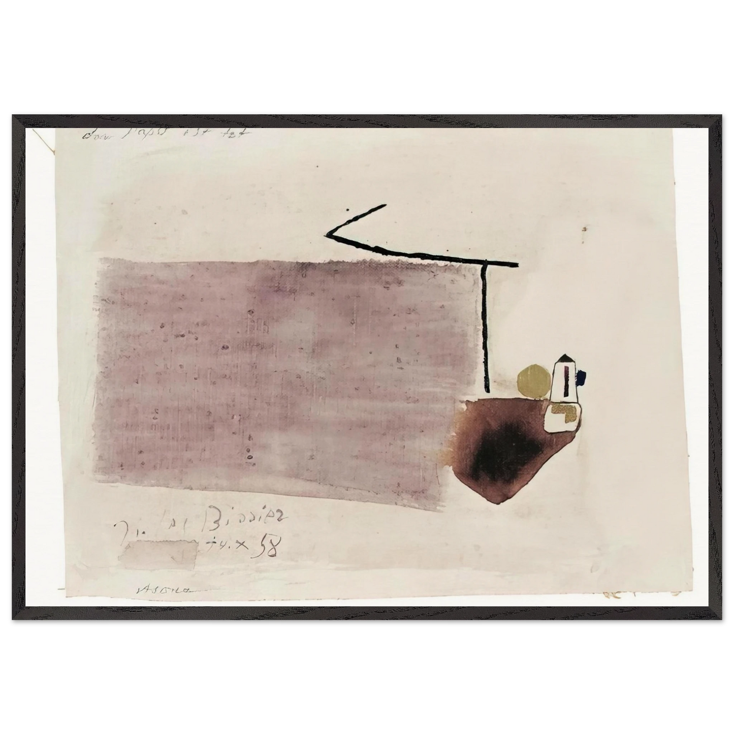 14X58 - 1958 - Julius Bissier 70x100 cm / 28x40 inches Framed Art Print – Black Wooden Frame