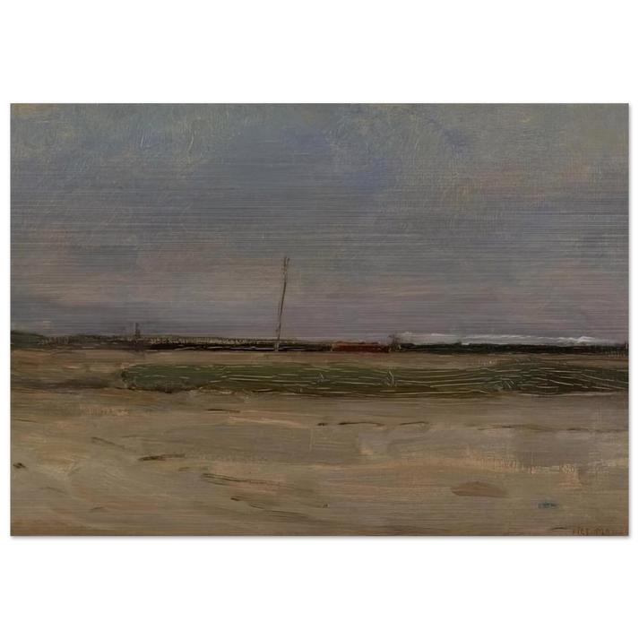 Polder Landscape with a Train and a Small Windmill on the Horizon - Piet Mondrian Brushed Aluminum Print - 70x100 cm / 28x40 inches | Piet Mondrian Aluminum Print | Piet Mondrian Prints