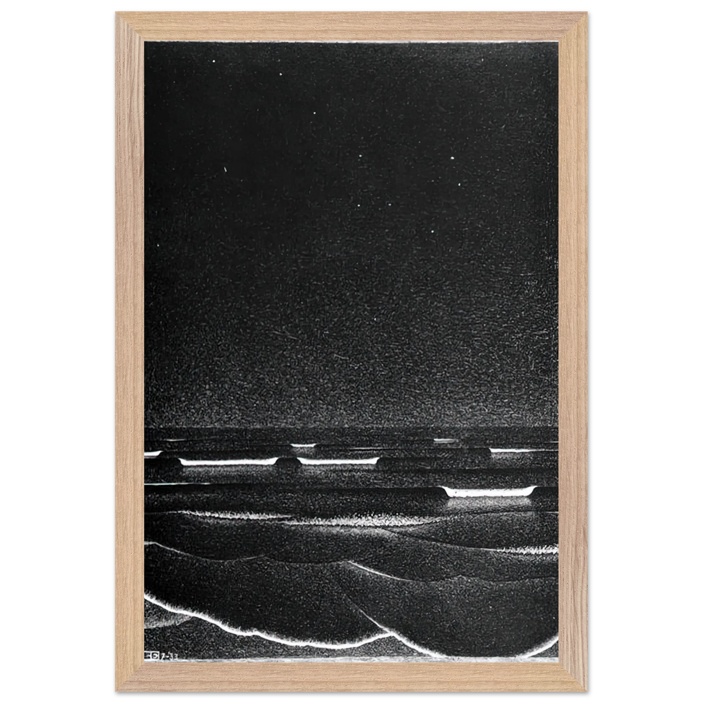 MC Escher - FLUORESCENT SEA Wall Art - 60x80 cm / 24x32 inches - Premium Wooden Framed Poster With Fine Art Paper - Black frame