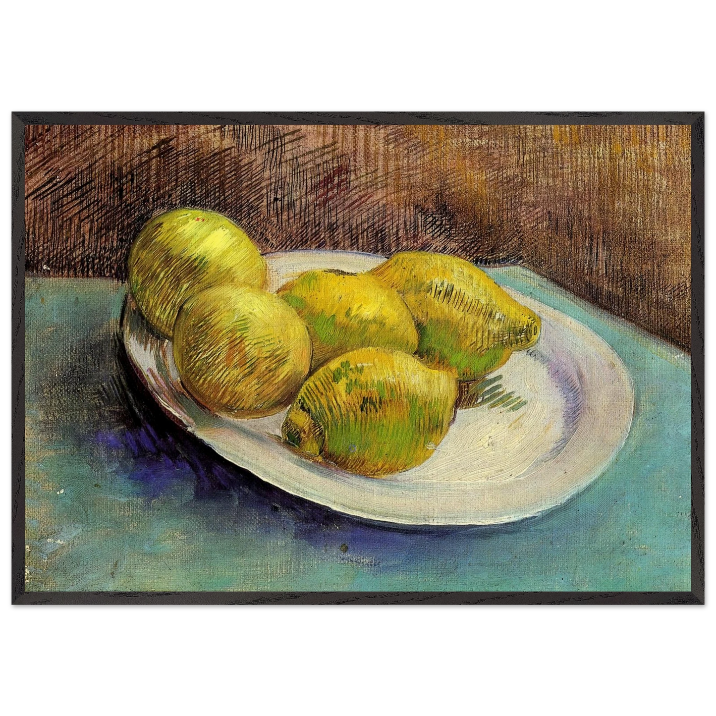 Still Life with Lemons on a Plate - Vincent van Gogh Framed Art Print – Black Wooden Frame - Default Title - -Framed Art Print