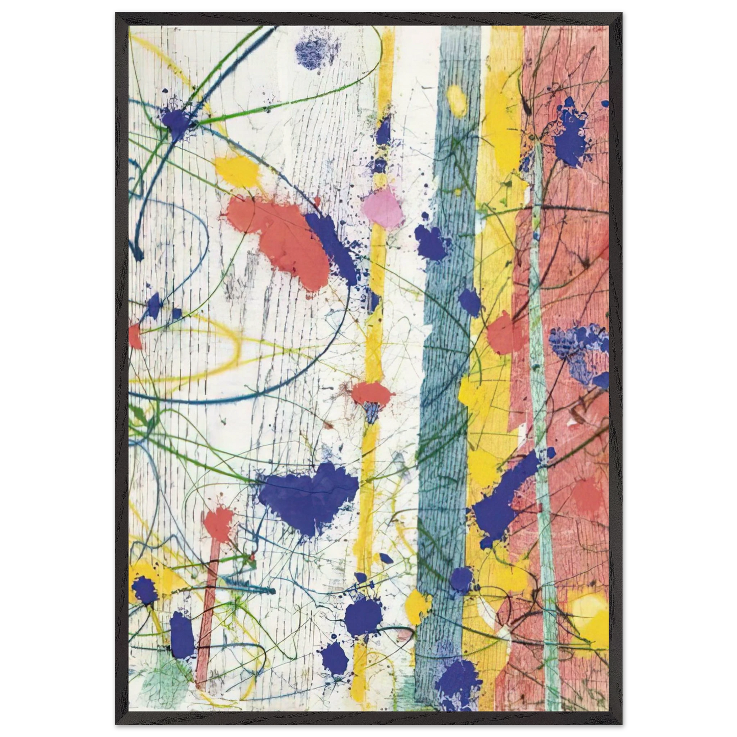 Untitled EXP-SF-58-08-82 - Sam Francis 70x100 cm / 28x40 inches Framed Art Print – Black Wooden Frame