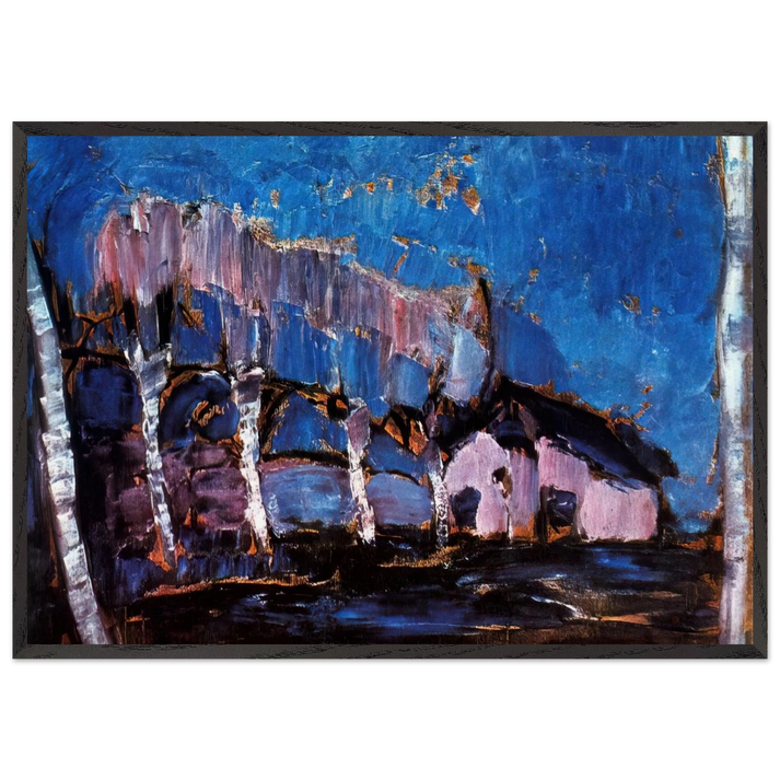 Evening landscape - Piet Mondrian 70x100 cm / 28x40 inches Framed Art Print – Black Wooden Frame