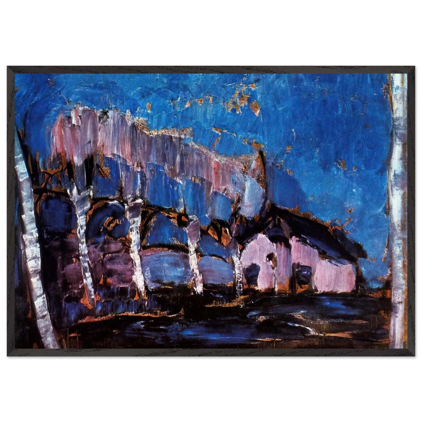 Evening landscape - Piet Mondrian 70x100 cm / 28x40 inches Framed Art Print – Black Wooden Frame