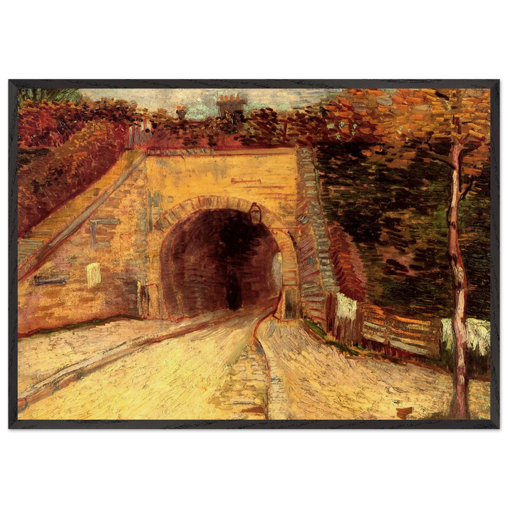 Roadway with Underpass The Viaduct - Vincent van Gogh 70x100 cm / 28x40 inches Framed Art Print – Black Wooden Frame