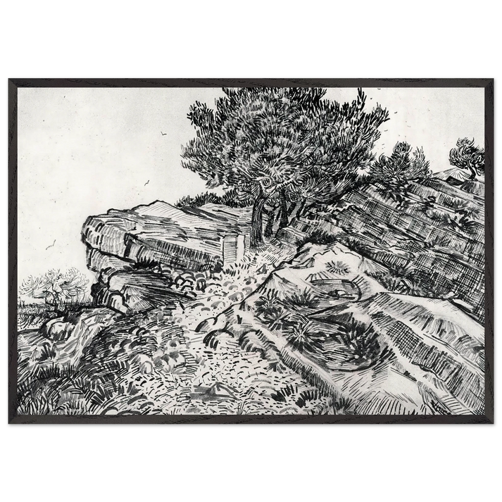 Montmajour - Vincent van Gogh 70x100 cm / 28x40 inches Framed Art Print – Black Wooden Frame