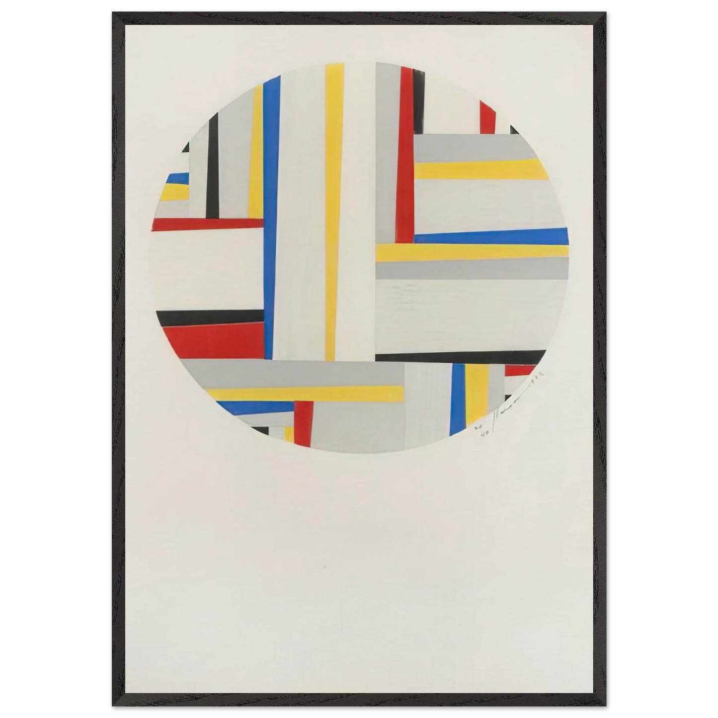 Relational Painting Tondo 49 - 1952 - Fritz Glarner Framed Art Print – Black Wooden Frame - Default Title - -Framed Art Print