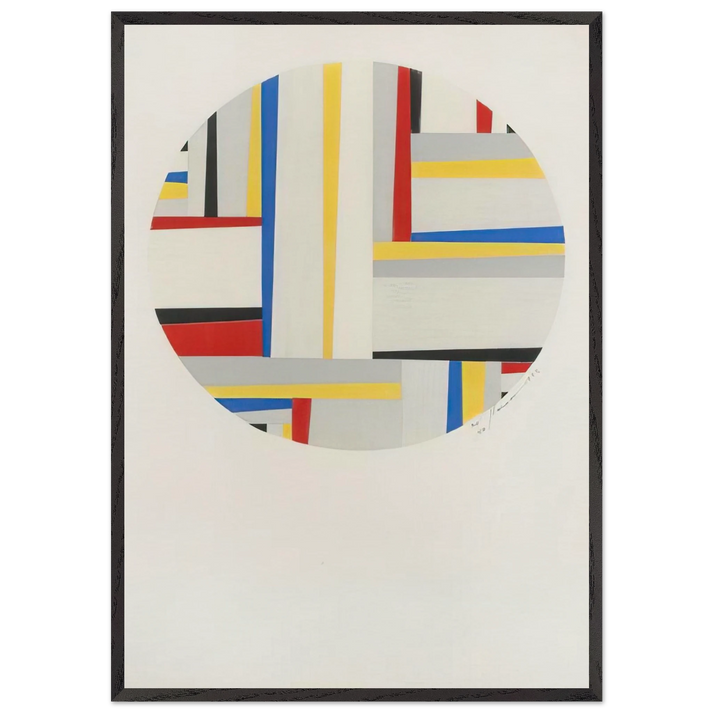 Relational Painting Tondo 49 - 1952 - Fritz Glarner 70x100 cm / 28x40 inches Framed Art Print – Black Wooden Frame