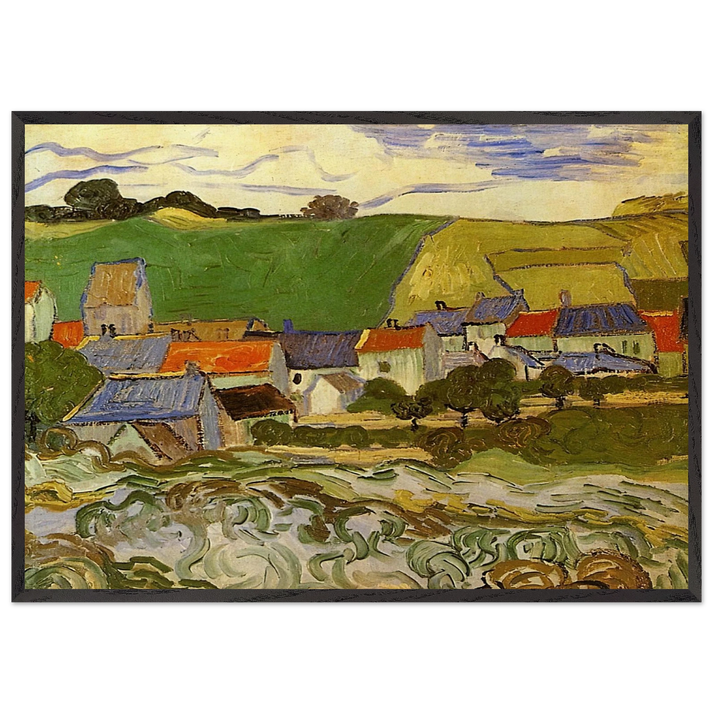 View of Auvers N2 - Vincent van Gogh 70x100 cm / 28x40 inches Framed Art Print – Black Wooden Frame