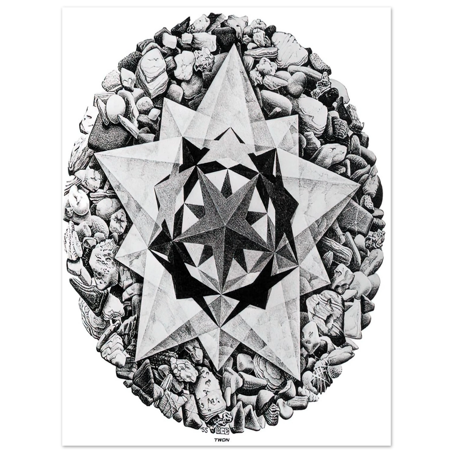 MC Escher - ESCHER (1) Wall Art - 60x80 cm / 24x32 inches - Premium Wooden Framed Poster With Fine Art Paper - Black frame