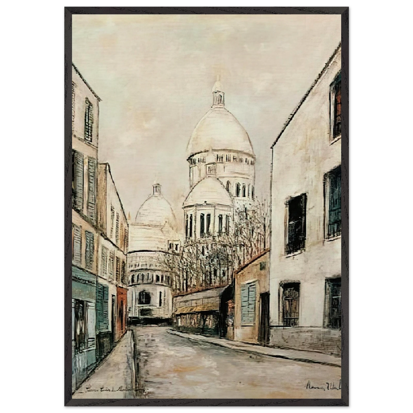 SACRE COEUR 1 - Maurice Utrillo 70x100 cm / 28x40 inches Framed Art Print – Black Wooden Frame
