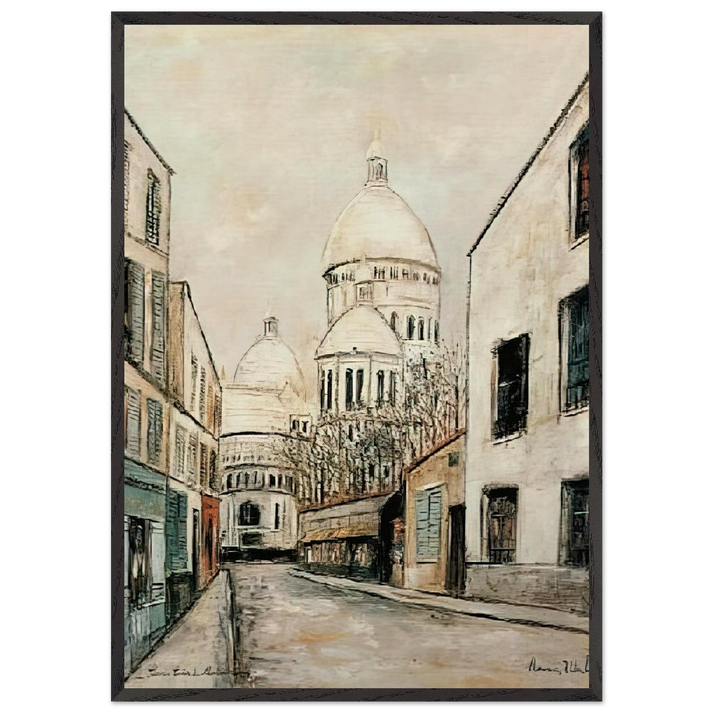 SACRE COEUR 1 - Maurice Utrillo 70x100 cm / 28x40 inches Framed Art Print – Black Wooden Frame